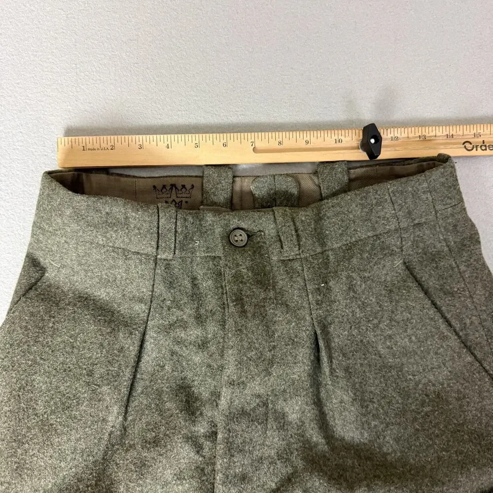 Vintage Swedish Army Wool Cargo Pants C46 Olive Green Military Ankle Straps